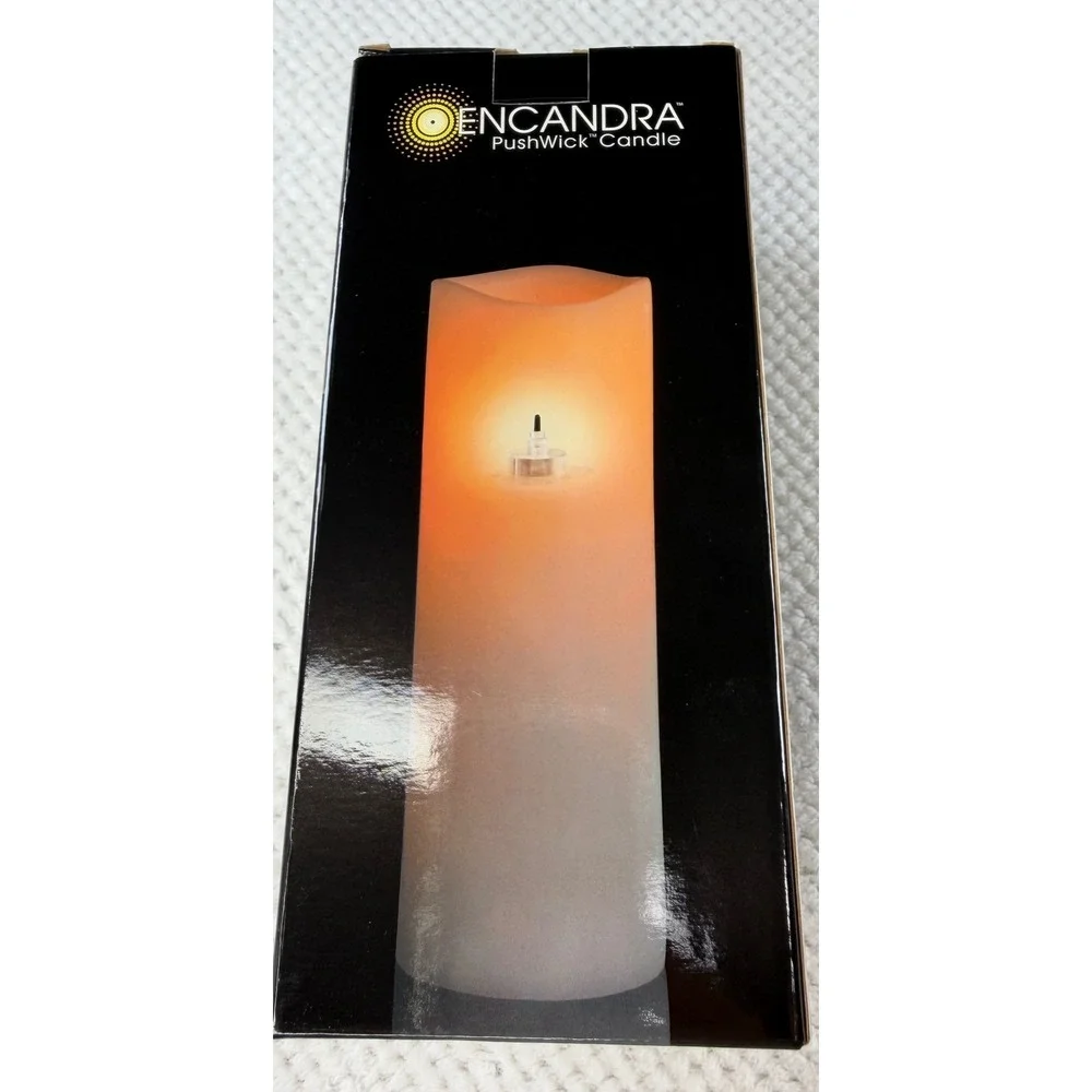 Encandra Liown PushWick Flameless Wax Candle White LED Pillar 100520509